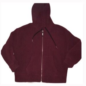 🆕 VS Pink Full ZIP Sherpa Hoodie Maroon